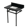Kingston Brass Templeton 30" Rectangular Brass, Granite Console Bathroom Sink with Overflow and 3 Faucet Holes at 8" Centers Black Granite / Matte Black