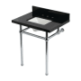 Kingston Brass Templeton 30" Rectangular Brass, Granite Console Bathroom Sink with Overflow and 3 Faucet Holes at 8" Centers Black Granite / Polished Chrome