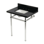 Kingston Brass Templeton 30" Rectangular Brass, Granite Console Bathroom Sink with Overflow and 3 Faucet Holes at 8" Centers Black Granite / Polished Nickel