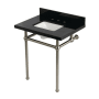 Kingston Brass Templeton 30" Rectangular Brass, Granite Console Bathroom Sink with Overflow and 3 Faucet Holes at 8" Centers Black Granite / Brushed Nickel
