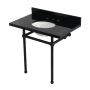 Kingston Brass Templeton 36" Rectangular Brass, Granite Console Bathroom Sink with Overflow and 3 Faucet Holes at 8" Centers Black Granite / Matte Black