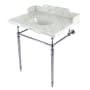 Kingston Brass Habsburg 30" Rectangular Brass, Marble Console Bathroom Sink with Overflow and 3 Faucet Holes at 8" Centers Marble White / Polished Chrome