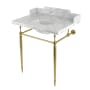 Kingston Brass Habsburg 30" Rectangular Brass, Marble Console Bathroom Sink with Overflow and 3 Faucet Holes at 8" Centers Marble White / Brushed Brass