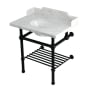 Kingston Brass Pemberton 30" Rectangular Brass, Marble, Stainless Steel Console Bathroom Sink with Overflow and 3 Faucet Holes at 8" Centers Marble White / Matte Black
