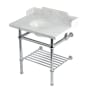 Kingston Brass Pemberton 30" Rectangular Brass, Marble, Stainless Steel Console Bathroom Sink with Overflow and 3 Faucet Holes at 8" Centers Marble White / Polished Chrome