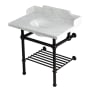 Kingston Brass Pemberton 30" Rectangular Brass, Marble, Stainless Steel Console Bathroom Sink with Overflow and 3 Faucet Holes at 8" Centers Marble White / Oil Rubbed Bronze