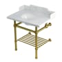 Kingston Brass Pemberton 30" Rectangular Brass, Marble, Stainless Steel Console Bathroom Sink with Overflow and 3 Faucet Holes at 8" Centers Marble White / Brushed Brass