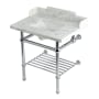 Kingston Brass Pemberton 30" Rectangular Brass, Marble, Stainless Steel Console Bathroom Sink with Overflow and 3 Faucet Holes at 8" Centers Marble White / Polished Chrome