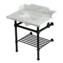 Kingston Brass Pemberton 30" Rectangular Brass, Marble, Stainless Steel Console Bathroom Sink with Overflow and 3 Faucet Holes at 8" Centers Marble White / Oil Rubbed Bronze