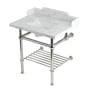 Kingston Brass Pemberton 30" Rectangular Brass, Marble, Stainless Steel Console Bathroom Sink with Overflow and 3 Faucet Holes at 8" Centers Marble White / Polished Nickel