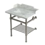 Kingston Brass Pemberton 30" Rectangular Brass, Marble, Stainless Steel Console Bathroom Sink with Overflow and 3 Faucet Holes at 8" Centers Marble White / Brushed Nickel