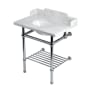 Kingston Brass Pemberton 30" Rectangular Brass, Marble, Stainless Steel Console Bathroom Sink with Overflow and 3 Faucet Holes at 8" Centers Marble White / Polished Chrome