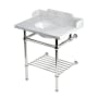Kingston Brass Pemberton 30" Rectangular Brass, Marble, Stainless Steel Console Bathroom Sink with Overflow and 3 Faucet Holes at 8" Centers Marble White / Polished Nickel