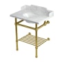 Kingston Brass Pemberton 30" Rectangular Brass, Marble, Stainless Steel Console Bathroom Sink with Overflow and 3 Faucet Holes at 8" Centers Marble White / Brushed Brass
