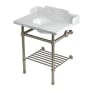Kingston Brass Pemberton 30" Rectangular Brass, Marble, Stainless Steel Console Bathroom Sink with Overflow and 3 Faucet Holes at 8" Centers Marble White / Brushed Nickel