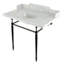 Kingston Brass Habsburg 36" Rectangular Brass, Marble Console Bathroom Sink with Overflow and 3 Faucet Holes at 8" Centers Marble White / Matte Black