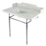 Kingston Brass Habsburg 36" Rectangular Brass, Marble Console Bathroom Sink with Overflow and 3 Faucet Holes at 8" Centers Marble White / Polished Chrome