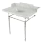Kingston Brass Habsburg 36" Rectangular Brass, Marble Console Bathroom Sink with Overflow and 3 Faucet Holes at 8" Centers Marble White / Polished Nickel