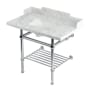 Kingston Brass Pemberton 36" Rectangular Brass, Marble, Stainless Steel Console Bathroom Sink with Overflow and 3 Faucet Holes at 8" Centers Marble White / Polished Chrome
