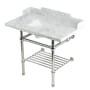 Kingston Brass Pemberton 36" Rectangular Brass, Marble, Stainless Steel Console Bathroom Sink with Overflow and 3 Faucet Holes at 8" Centers Marble White / Polished Nickel
