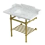 Kingston Brass Pemberton 36" Rectangular Brass, Marble, Stainless Steel Console Bathroom Sink with Overflow and 3 Faucet Holes at 8" Centers Marble White / Brushed Brass