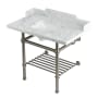 Kingston Brass Pemberton 36" Rectangular Brass, Marble, Stainless Steel Console Bathroom Sink with Overflow and 3 Faucet Holes at 8" Centers Marble White / Brushed Nickel