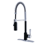 Kingston Brass Paris 1.8 GPM Single Hole Pre-Rinse Pull Down Kitchen Faucet Matte Black / Polished Chrome