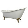 Kingston Brass Aqua Eden 62" Clawfoot Brass / Cast Iron Soaking Tub with Reversible Drain and Overflow White / Polished Brass Feet