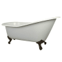 Kingston Brass Aqua Eden 62" Clawfoot Brass / Cast Iron Soaking Tub with Reversible Drain and Overflow White / Naples Bronze Feet