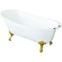 Kingston Brass Aqua Eden 62" Clawfoot Brass / Cast Iron Soaking Tub with Reversible Drain and Overflow White / Brushed Brass