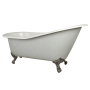Kingston Brass Aqua Eden 62" Clawfoot Brass / Cast Iron Soaking Tub with Reversible Drain and Overflow White / Brushed Nickel Feet
