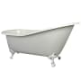 Kingston Brass Aqua Eden 62" Clawfoot Brass / Cast Iron Soaking Tub with Reversible Drain and Overflow White / White Feet