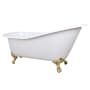 Kingston Brass Aqua Eden 62" Clawfoot Cast Iron Soaking Tub with Reversible Drain and Overflow White / Polished Brass Feet