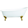 Kingston Brass Aqua Eden 62" Clawfoot Cast Iron Soaking Tub with Reversible Drain and Overflow White / Brushed Brass