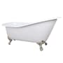 Kingston Brass Aqua Eden 62" Clawfoot Cast Iron Soaking Tub with Reversible Drain and Overflow White / Brushed Nickel Feet