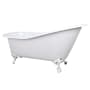 Kingston Brass Aqua Eden 62" Clawfoot Cast Iron Soaking Tub with Reversible Drain and Overflow White / White Feet