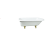 Kingston Brass Aqua Eden 66" Clawfoot Cast Iron Soaking Tub with Reversible Drain, and Overflow White / Brushed Brass