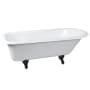 Kingston Brass Aqua Eden 66" Clawfoot Cast Iron Soaking Tub with Reversible Drain, and Overflow White / Matte Black