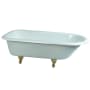Kingston Brass Aqua Eden 66" Clawfoot Cast Iron Soaking Tub with Reversible Drain, and Overflow White / Polished Brass Feet