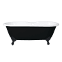 Kingston Brass Aqua Eden 66" Clawfoot Cast Iron Soaking Tub with Center Drain, and Overflow Black / White / Matte Black