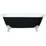 Kingston Brass Aqua Eden 66" Clawfoot Cast Iron Soaking Tub with Center Drain, and Overflow Black / White / Polished Chrome