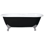 Kingston Brass Aqua Eden 66" Clawfoot Cast Iron Soaking Tub with Center Drain, and Overflow Black / White / Brushed Nickel