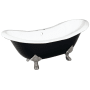 Kingston Brass Aqua Eden 72" Clawfoot Cast Iron Soaking Tub with Center Drain, and Overflow Black / White / Brushed Nickel