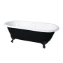 Kingston Brass Aqua Eden 66" Clawfoot Cast Iron Soaking Tub with Center Drain, and Overflow White / Matte Black