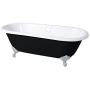 Kingston Brass Aqua Eden 66" Clawfoot Cast Iron Soaking Tub with Center Drain, and Overflow Black / White / Polished Chrome