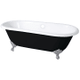 Kingston Brass Aqua Eden 66" Clawfoot Cast Iron Soaking Tub with Center Drain, and Overflow Black / White / Brushed Nickel