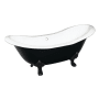 Kingston Brass Aqua Eden 72" Clawfoot Cast Iron Soaking Tub with Center Drain, and Overflow White / Matte Black