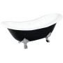 Kingston Brass Aqua Eden 72" Clawfoot Cast Iron Soaking Tub with Center Drain, and Overflow Black / White / Polished Chrome