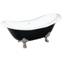 Kingston Brass Aqua Eden 72" Clawfoot Cast Iron Soaking Tub with Center Drain, and Overflow Black / White / Brushed Nickel