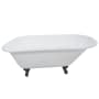 Kingston Brass Aqua Eden 54" Clawfoot Cast Iron Soaking Tub with Reversible Drain, and Overflow White / Matte Black